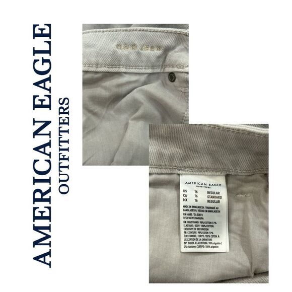 American Eagle Outfitters Distressed Light Gray Wash Mom Jeans - Size 16 Regular - Picture 3 of 3